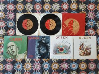 Joblot Of 7 Orig Uk Queen Emi 45s Freddie Mercury Brian May Bohemian Rhapsody