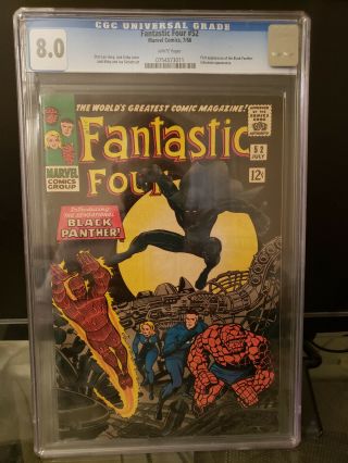Fantastic Four 52 Cgc 8.  0 (white Pages) 1st Appearance Of The Black Panther