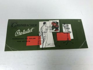 Grumbacher Oil Paint Advertising Brochure Pamphlet Color Chart Vintage Artist