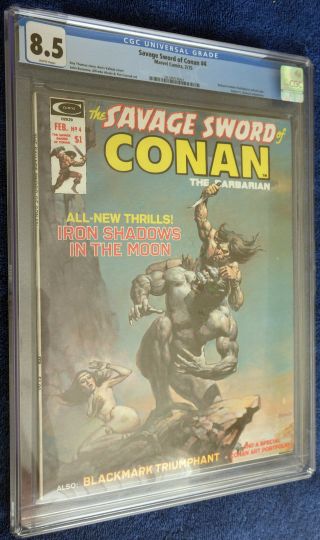 Savage Sword Of Conan 4 Cgc 8.  5 White Pages - Thomas Buscema Alcala Blackmark