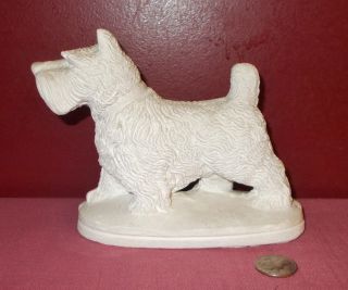 Solid Plaster Chalk Ware Scottie Dog Terrier Figurine White Ready To Paint ^