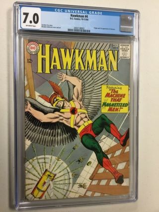 Hawkman (1st Series) 4 1964 Cgc 7.  0 Off - White Pages 1st Zatanna