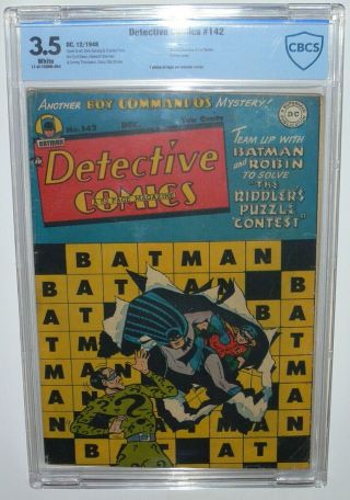 Detective Comics 142 Cbcs 3.  5 Vg - 2nd Riddler White Pages Golden Age Batman