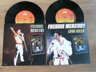 Freddie Mercury - Love Kills 2 X 7 " With Mega Rare Spanish Fan Sleeves Queen