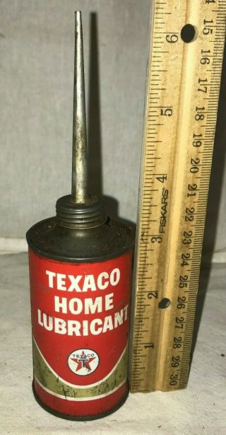Antique Texaco Home Lubricant Tin Litho Handy Oiler Can Vintage Gas Oil Station