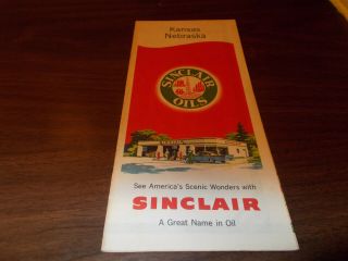 1957 Sinclair Kansas/nebraska Vintage Road Map / 57b