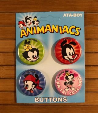 Animaniacs Metal Pins 4 Pack Buttons Yakko,  Wakko,  & Dot