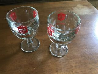 Vintage Pair Lone Star Beer Heavy Dimpled Glass Goblet Mugs