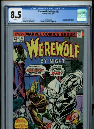 Werewolf By Night 32 Cgc 8.  5 Origin 1 First Appearance Moon Knight Marc Spector