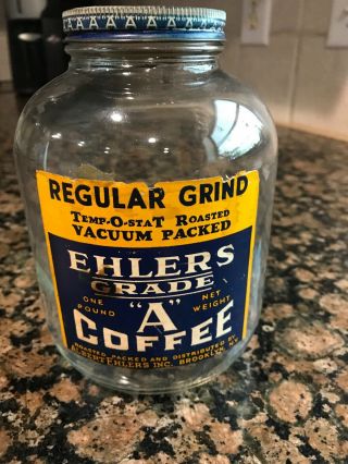 Ehlers Vintage Grade A Glass Coffee Jar