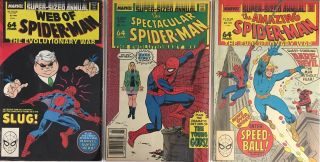 Set Of 3: Sized Annual Spider - Man 4,  8,  22 The Evolutionary War 1988 Vf