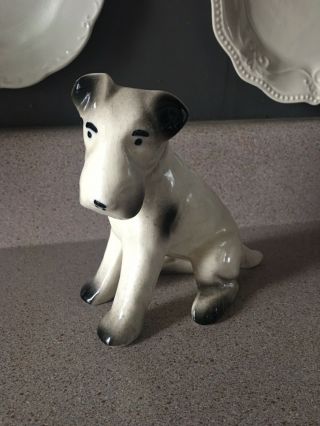 Vintage Schnauzer Breed 5” Porcelain Dog Puppy Figurine Crackled Gloss Finish