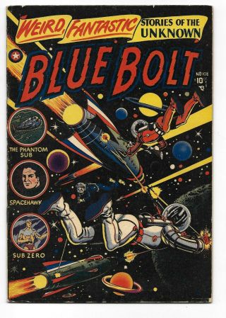 Blue Bolt 108 - Star 1951 - Classic L.  B.  Cole Cover,  Wolverton - Pre - Code Horror
