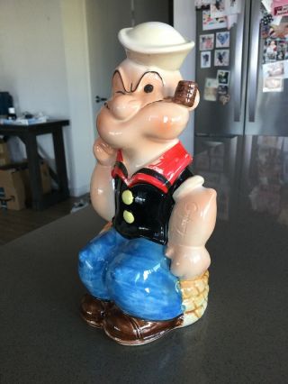 Vintage Ceramic Popeye The Sailor Man Coin Bank.  Kings Syndicate 1980