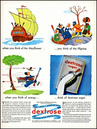 1945 Pilgrims Mayflower Ship Settlers Dextrose Sugar Vintage Art Print Ad Adl23