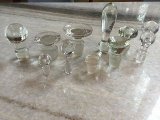 Set Of Eleven (11) Antique,  Ornate,  Glass Decanter Tops / Toppers / Stoppers