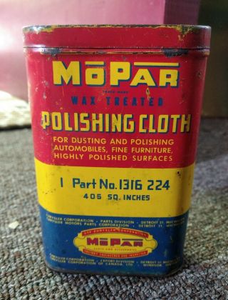 Rare 1940s - 50s Mopar Polishing Cloth Tin.  L@@k