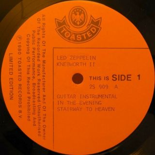 LED ZEPPELIN KNEBWORTH II RARE 1980 OZ TOASTED RECORDS ORIG 2LP H.  R.  GIGER COV 3