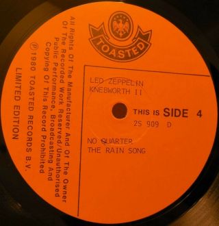 LED ZEPPELIN KNEBWORTH II RARE 1980 OZ TOASTED RECORDS ORIG 2LP H.  R.  GIGER COV 6