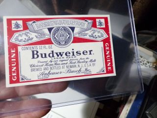 Vintage Budweiser Beer Bottle 12 Oz.  Anheuser Busch,  4 City Label.  In C.