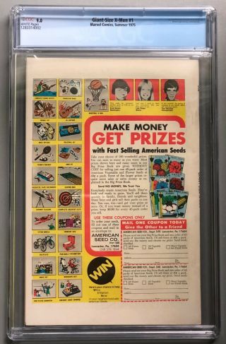 Giant - Size X - Men 1 (1975) 1st Appearance X - Men CGC 9.  0 White Pages 2
