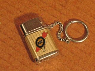 Vintage Pure Motor Oil Company Gas Service Mini Lighter & Key Ring Unfired Japan