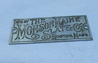 Rare Vintage Antique 3.  75 " Monson Maine Slate Co.  Advertising Sign Plaque Boston