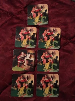 Vintage Coke Cola Santa Claus Coasters.  7 Total Great Set Check Pictures.