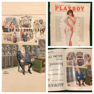 Playboy Cartoon Painting Signed John Dempsey With 1962 Christmas Issue