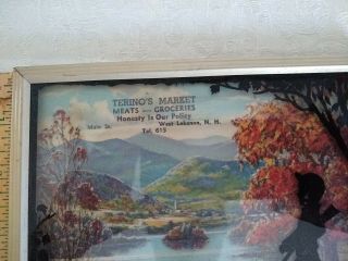 VINTAGE PICTURE SILHOUETTE ADVERTISING THERMOMETER TERINOS MARKET W.  LEBANON NH 3