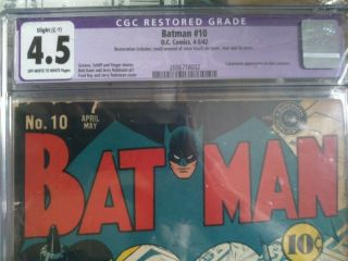 Batman 10 CGC 4.  5 Off White/White Pages Catwoman Riddler Penguin Joker Detective 2