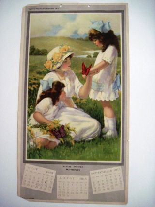 One Page Of 1915 Ad Calendar For " Swifts & Co.  W/ Gorgeous Butterflies