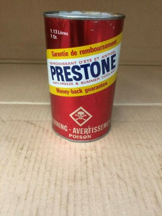 Prestone Anti - Freeze Tin Quart - Oil Can