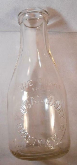 Vintage Quart Embossed Milk Bottle - Lucas Dairy - Grafton,  Wv