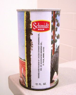 Tough C.  1960s Schmidt " White Back " Bear/mine Ss Beer Can From St.  Paul,  Mn