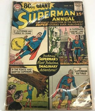 1964 Dc Comics Superman Annual 80 Page Giant Issue 1 Rare