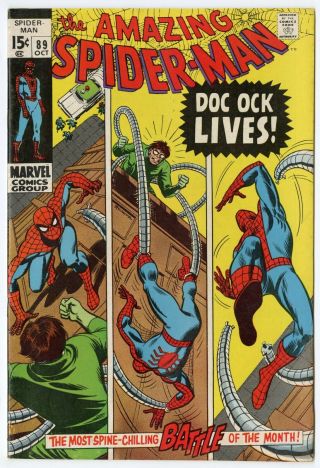 Spider - Man 89 Nm - 9.  2 Ow/white Pages Vs.  Dr.  Octopus Marvel 1970
