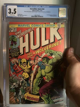 The Incredible Hulk 181 Cgc 3.  5 1st Full Appearance Of Wolverine Blue Label