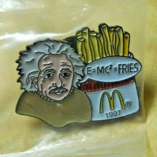 Mcdonalds European Albert Einstein French Fries Enamel Pin 1997 Rare