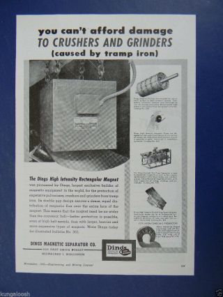 1945 Dings Magnetic Separtor Compny Mining Equipment Sales Art Ad