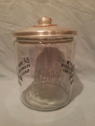 Vintage Eat Tom ' s Peanut Butter Sandwiches - Large Glass Jar w/ Metal Lid 4