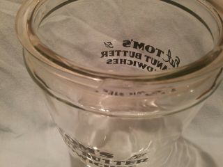 Vintage Eat Tom ' s Peanut Butter Sandwiches - Large Glass Jar w/ Metal Lid 7