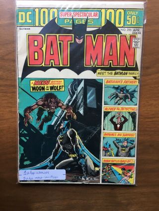 Batman 255 - 100 Pg Giant - Neal Adams Cover / Art - Were - Wolf Story - 1974