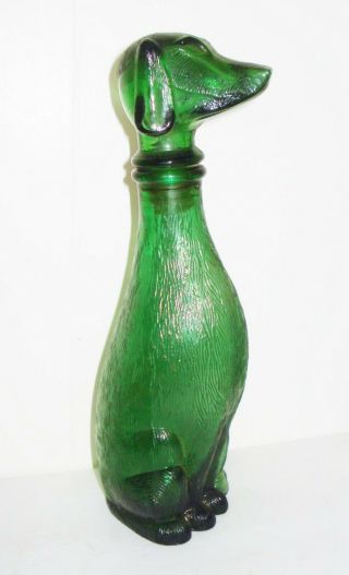 Vintage Emerald Green Glass Bottle Dog Design By Bessi Nr