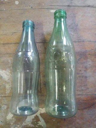 2 Prototype Plastic Coca Cola Hobbleskirt Bottles Green Rare HTF 2