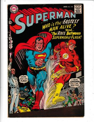 Superman 199 Superman Vs The Flash Who Is The Fastest Man Alive Fn/vg.