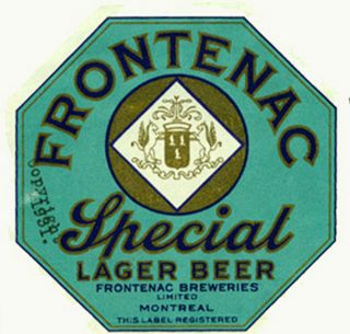 Frontenac Brewing Beer Label T Shirt Montreal Canada Small - Xxxlarge