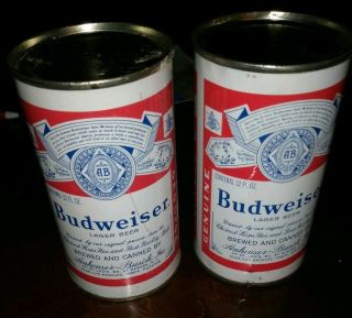 2 Vintage Budweiser Beer Cans Empty Steel