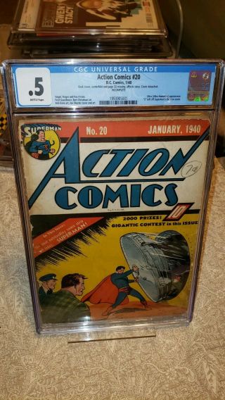 Action Comics 20 - Superman Cover/story - No “s” On Superman’s Chest.  Cgc.  5