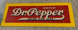 Vintage Drink Dr.  Pepper Good For Life Red Brick Metal Sign,  50 